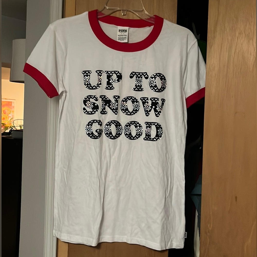PINK Victoria Secret pj Tshirt — up to snow good